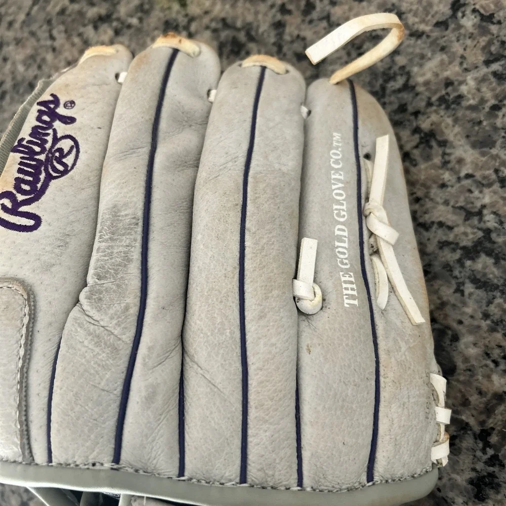 Rawlings Youth LHT 12 Inch Sure Catch Softball/Baseball Glove - Grey Purple Used